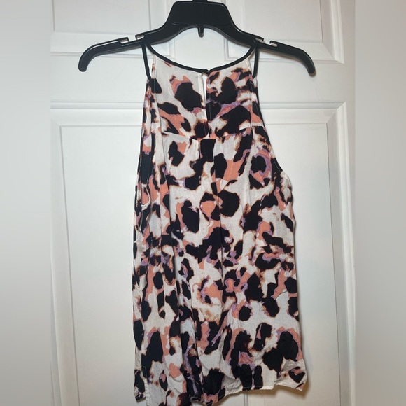Calvin Klein Animal Print Tank Top Size Medium Peach & Black Piping Flowy - Picture 6 of 10